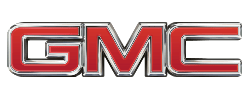 GMC logo in bold red letters with chrome outline.
