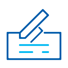 Check and pen icon symbolizing down payment