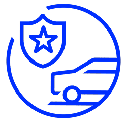 Shield and car icon representing OnStar safety support and emergency response