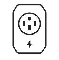 Electrical outlet icon with three slots and a grounding symbol, representing home or office electrical connectivity.